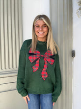 Load image into Gallery viewer, Noel Plaid Bow Sweater
