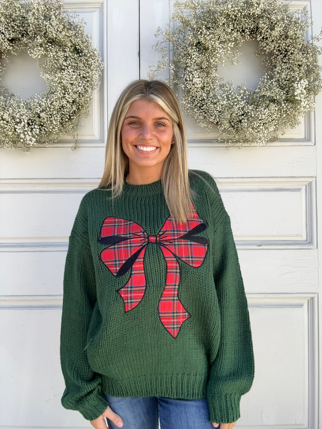 Noel Plaid Bow Sweater