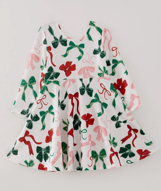 Bow Girls Christmas Dress