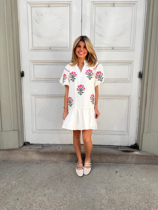 Blossom Breeze Embroidered Dress