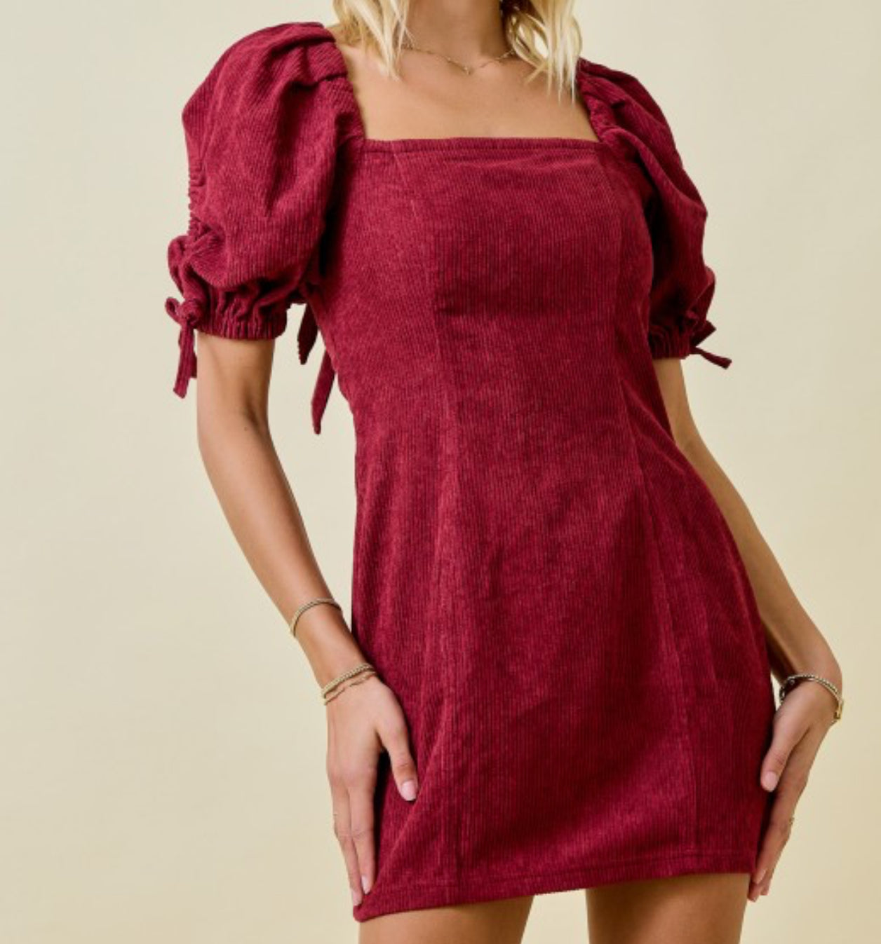Madelyn Corduroy Puff Sleeve Dress