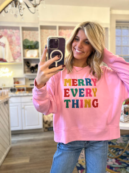 Noel “Merry Everything” Pink Sweatshirt