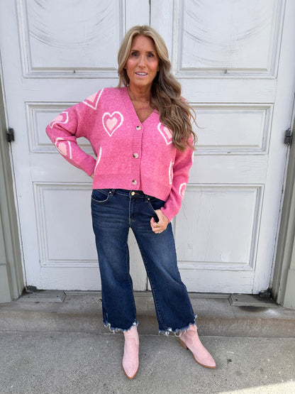Be Mine Pink Heart Cardigan