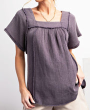 Load image into Gallery viewer, Poppy Mineral Washed Navy/ Gray Top
