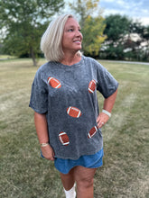 Load image into Gallery viewer, Glitter Football T-shirt in Dark Gray
