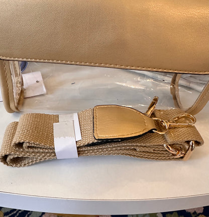 Gold solid trim clear crossbody