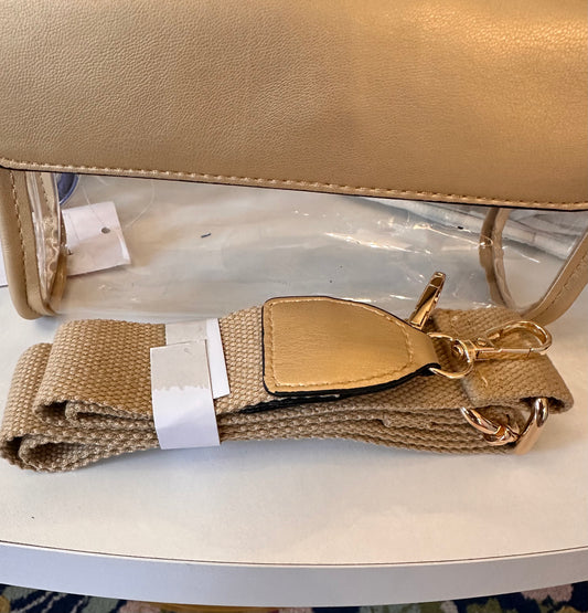 Gold solid trim clear crossbody