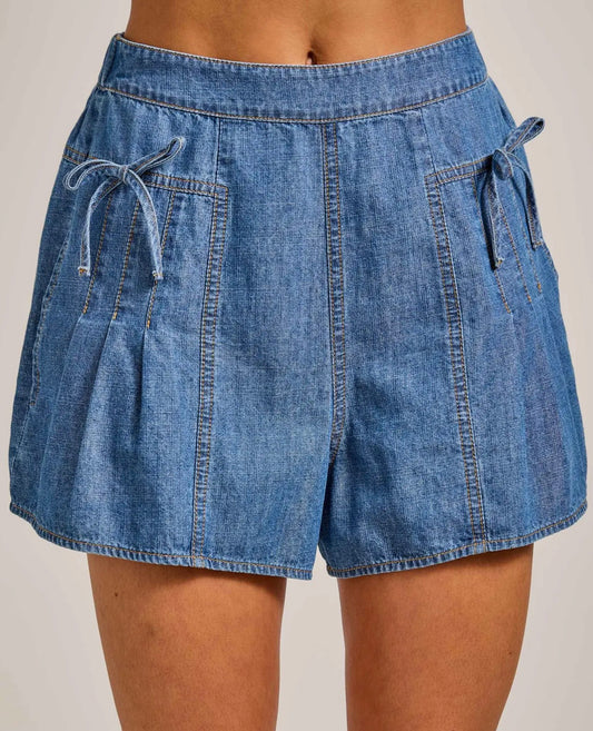 Lindsey Denim Pleated Shorts