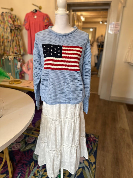 Patriotic mesh sweater