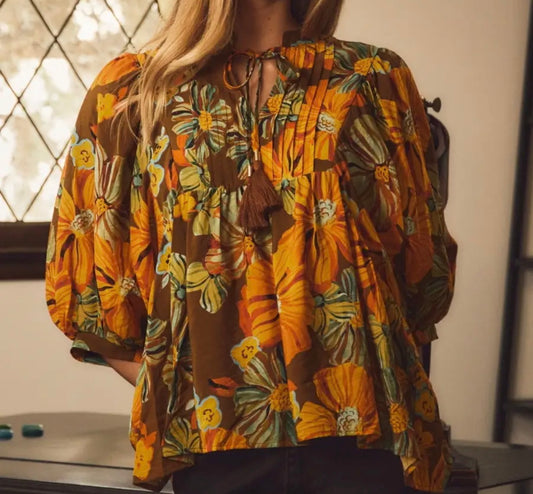Autumn Bloom Floral Blouse