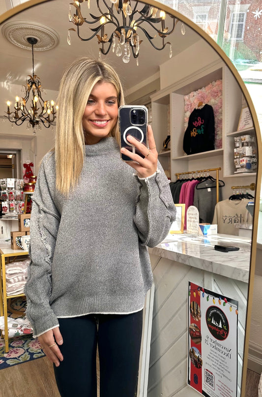 Gray Mock Neck Sweater