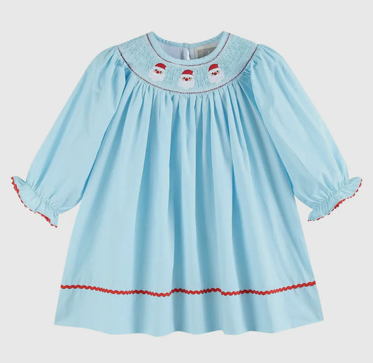 Blue Santa Smocked Dress