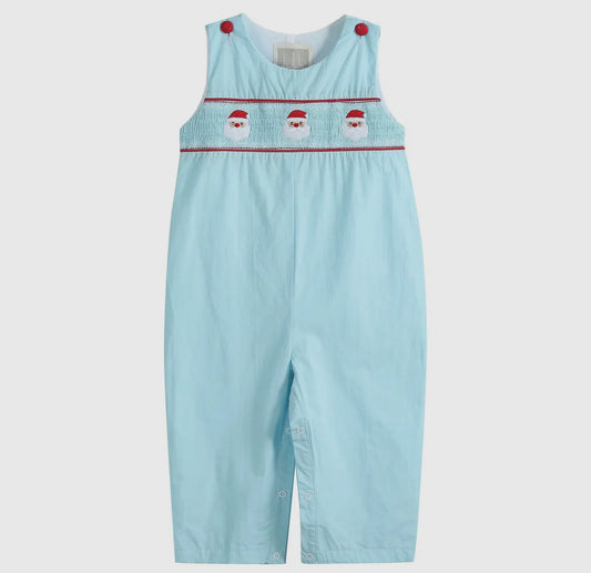 Blue Santa Smocked Overalls