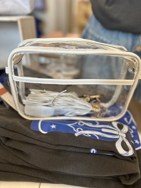 Clear crossbody with white trim