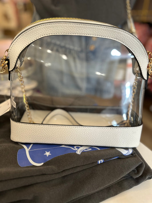 White clear stadium bag