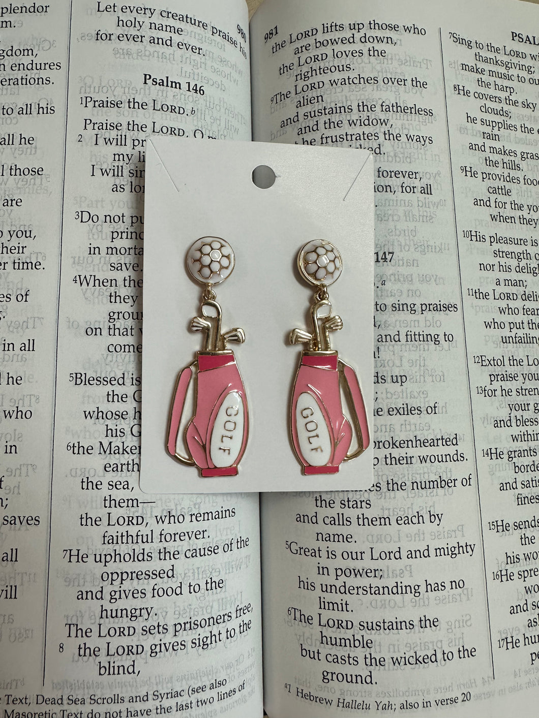 Pink Golf Bag Earrings