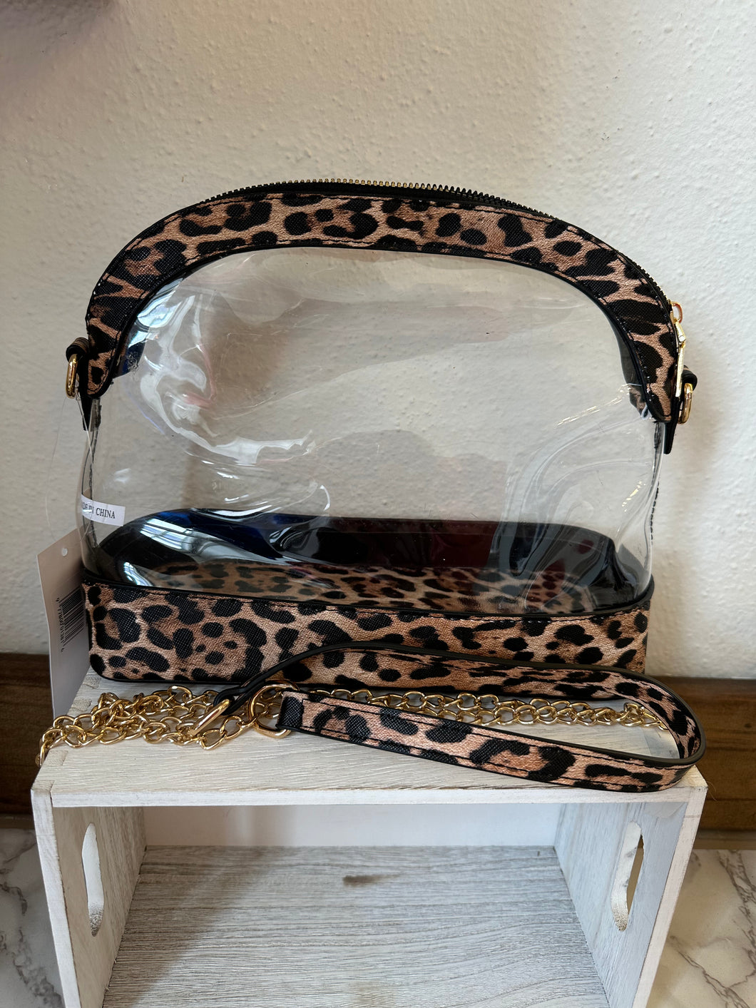 Leopard print stadium bag