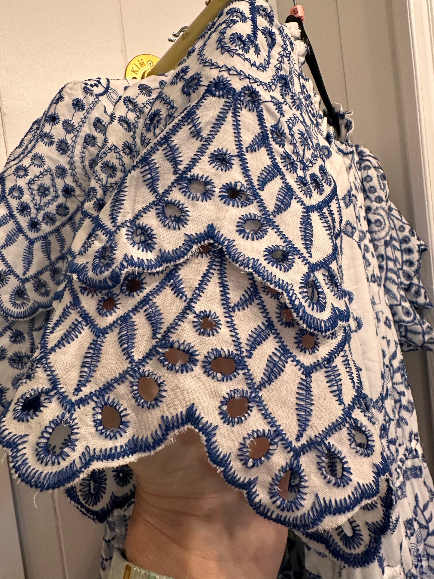 Kenzie Blue And White Eyelet Dress