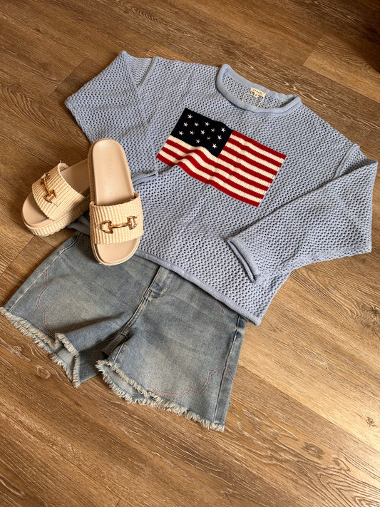 Patriotic mesh sweater