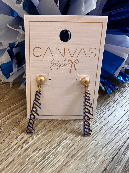 Wildcats Script Drop Earrings