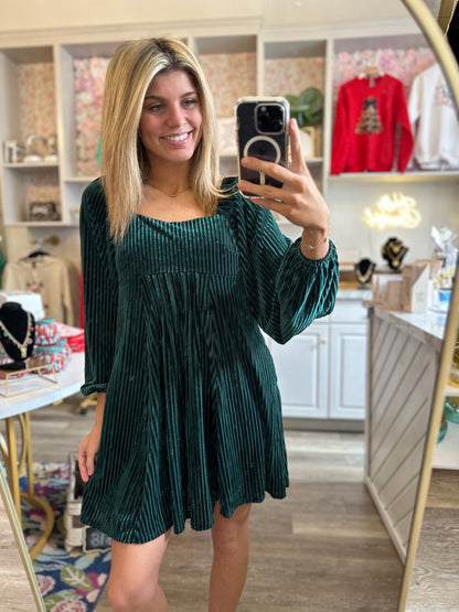 Mistletoe Velvet Green Dress