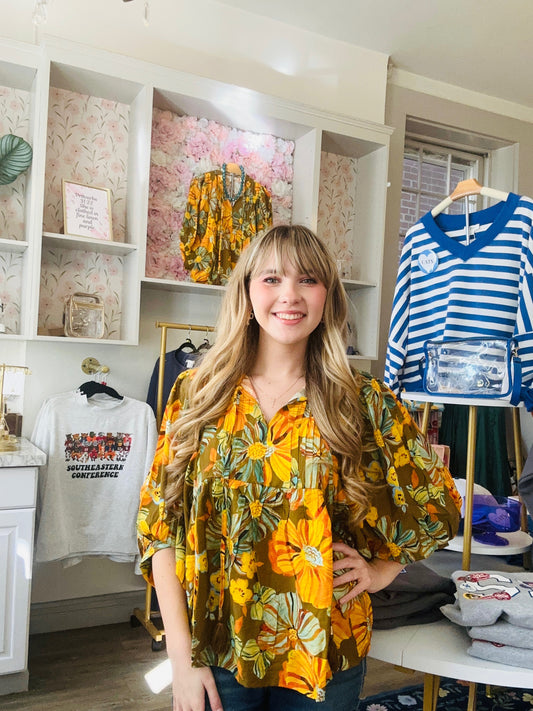 Autumn Bloom Floral Blouse