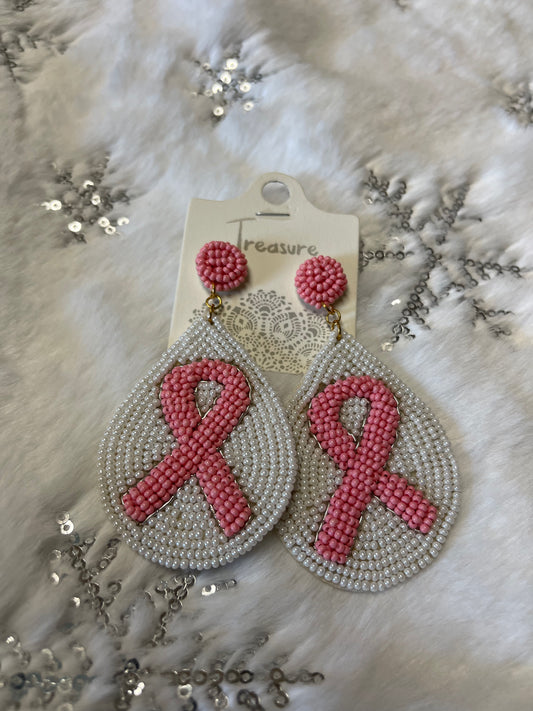 Breast Cancer Awareness Oval Earrings